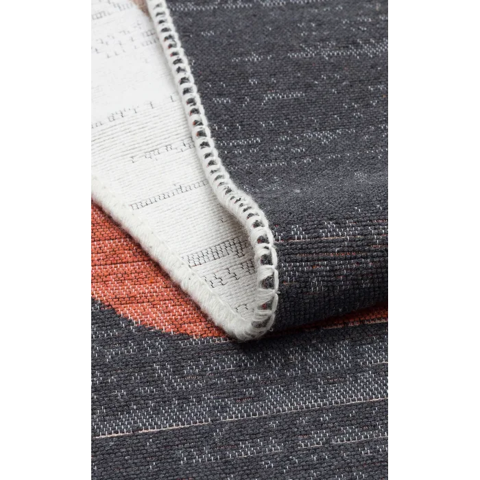 Arya Ar 36 Black Terra %100 Geri Dönüşümlü Pamuktan Çift Taraflı Yıkanabilir Modern Dekoratif Kilim