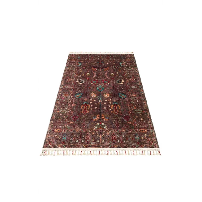 Antique ATK 10 Dark Multy Yıkanabilir Modern Ve Etnik Desenli Kaymaz Tabanlı Makine Halısı