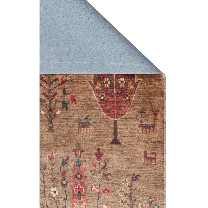 Antique ATK 09 Olive Yıkanabilir Modern Ve Etnik Desenli Kaymaz Tabanlı Makine Halısı