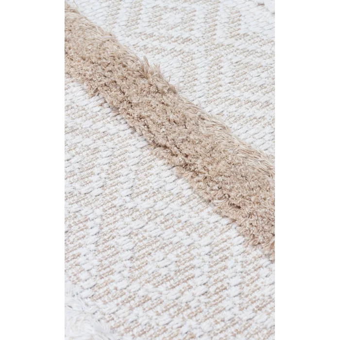 Dublin DBL 02 Cream Beıge Yıkanabilir Örgü Dokulu Naturel Pamuk Halı
