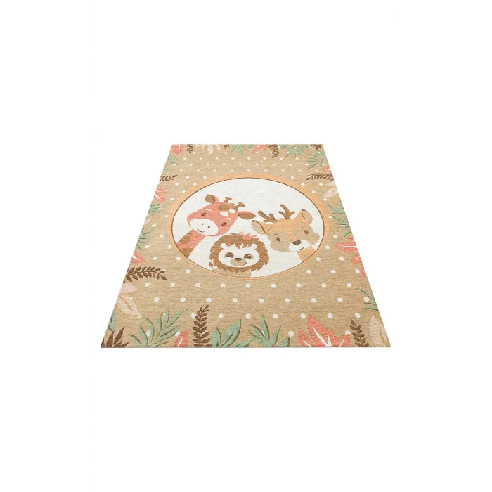 JUNGLE HALI 0008 Kaymaz Tabanlı Dokuma Renkli Çocuk Halısı