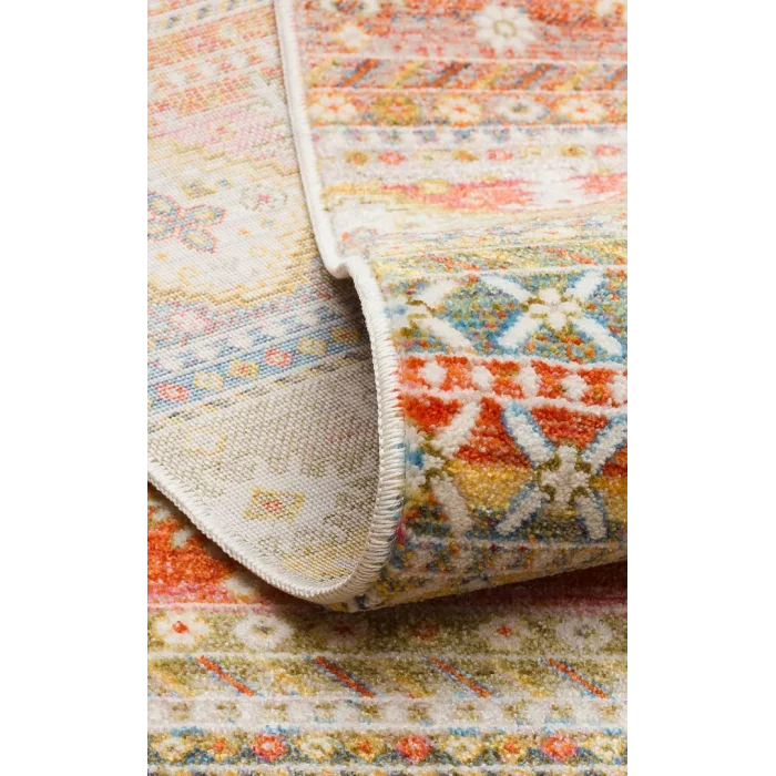 PIETRA HALI 0256 Sıcak Renk Tonlu Etnik Desenli Yumuşak Dokulu Makine Halısı