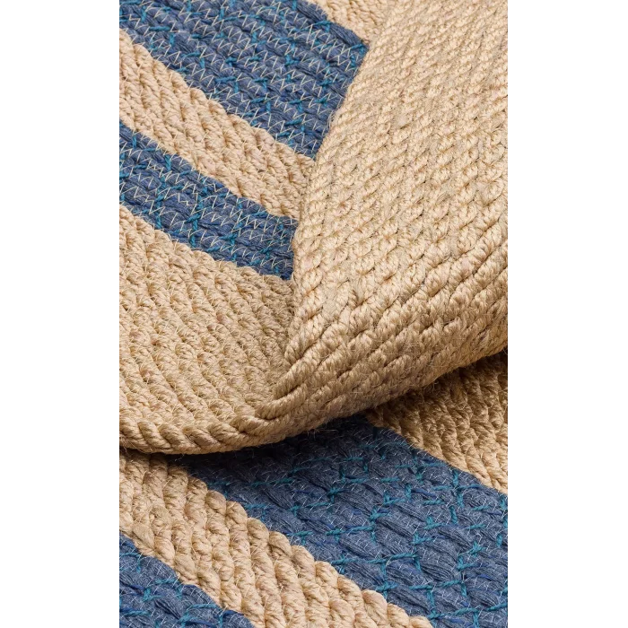 Patna PTN 06 Natural Navy Jüt Hasır Görünümlü Hav Toz Vermez Dekoratif Örgü Halı