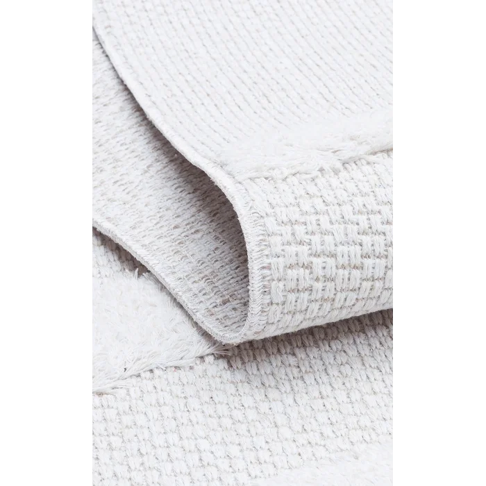 Dublin DBL 01 Cream Yıkanabilir Örgü Dokulu Naturel Pamuk Halı