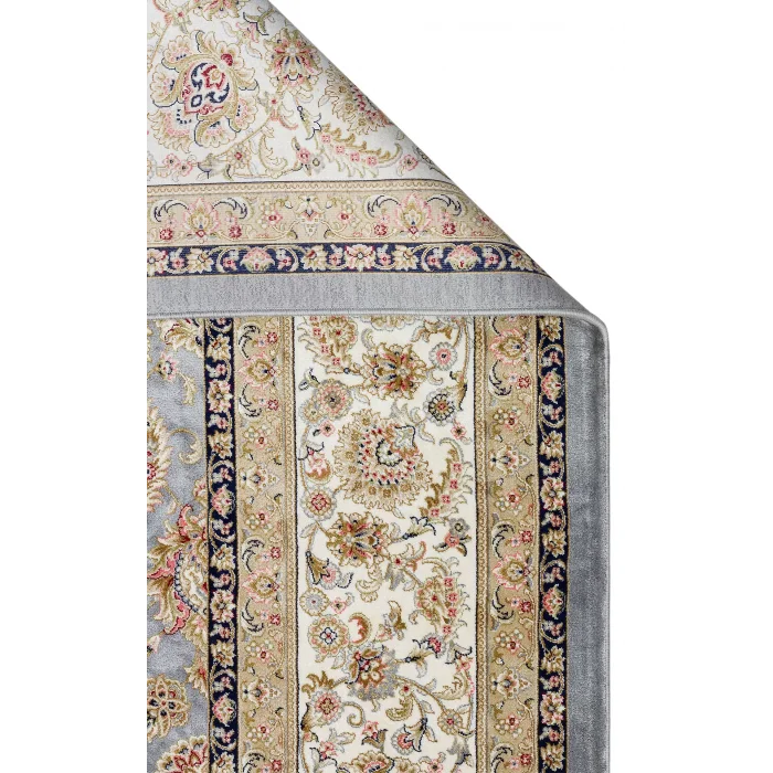 Isfahan 03 Grey Cream Klasik Desenli Yüksek Kalite Sık Dokuma Makine Halısı