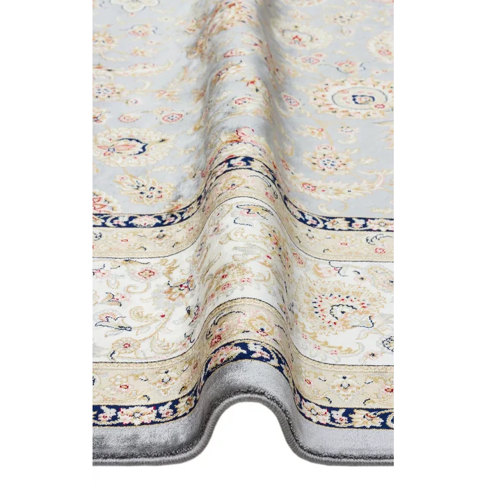 Isfahan 03 Grey Cream Klasik Desenli Yüksek Kalite Sık Dokuma Makine Halısı