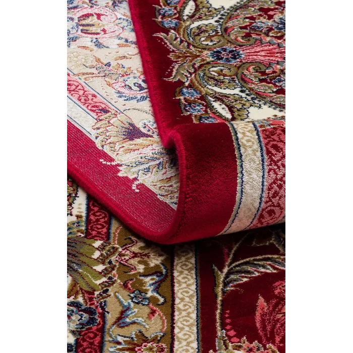 Isfahan 01 Red Klasik Desenli Yüksek Kalite Sık Dokuma Makine Halısı