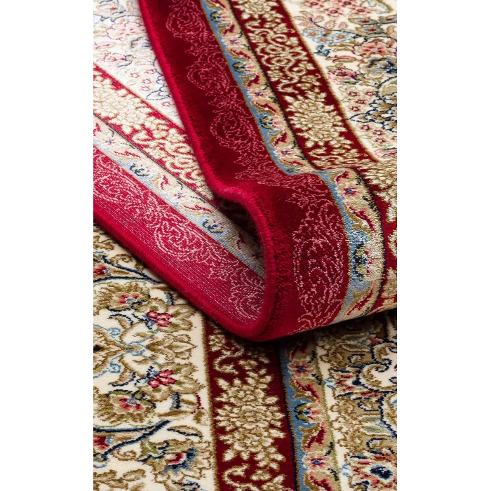 Isfahan 05 Red Klasik Desenli Yüksek Kalite Sık Dokuma Makine Halısı