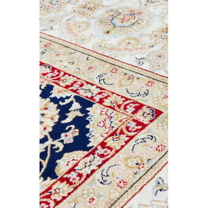 Isfahan 03 Navy Cream  Klasik Desenli Yüksek Kalite Sık Dokuma Makine Halısı