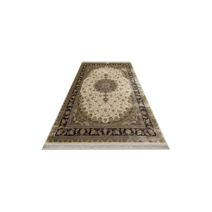 Isfahan 04 Cream Klasik Desenli Yüksek Kalite Sık Dokuma Makine Halısı