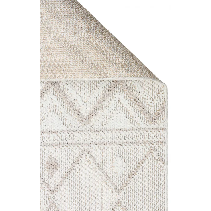 Motto MOT 03 White Beige Yumuşak Tuşeli Örgü Dokuma Modern Makine Halısı