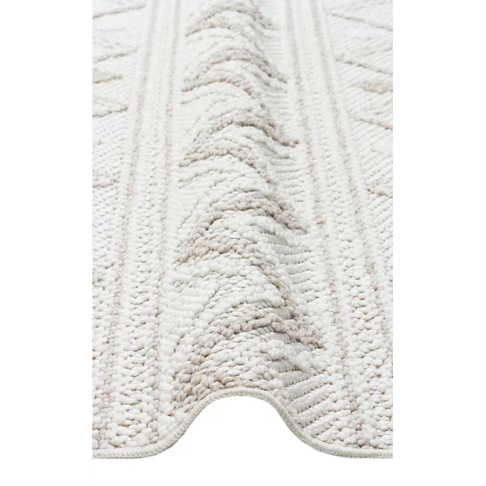 Motto MOT 03 White Beige Yumuşak Tuşeli Örgü Dokuma Modern Makine Halısı