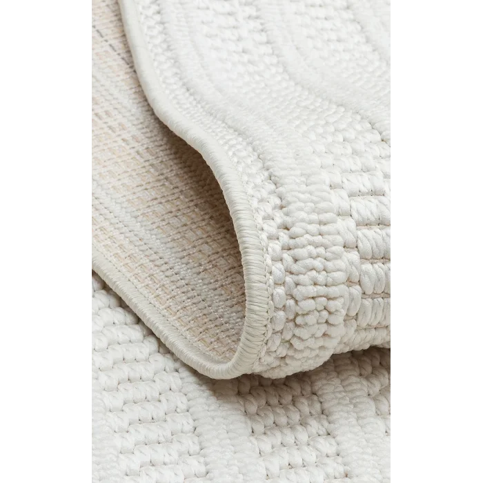 Motto Mot 07 White Yumuşak Tuşeli Örgü Dokuma Modern Makine Halısı