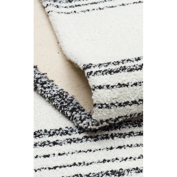 Nevada NVD 02 White Black Moroccon Tuşeli Hav Toz Vermez Kaymaz Tabanlı İnce Dokuma Modern Halı