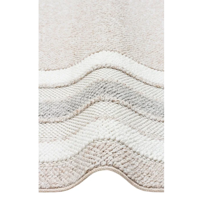 Motto MOT 04 Beige Grey Yumuşak Tuşeli Örgü Dokuma Modern Makine Halısı