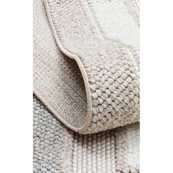 Motto MOT 04 Beige Grey Yumuşak Tuşeli Örgü Dokuma Modern Makine Halısı