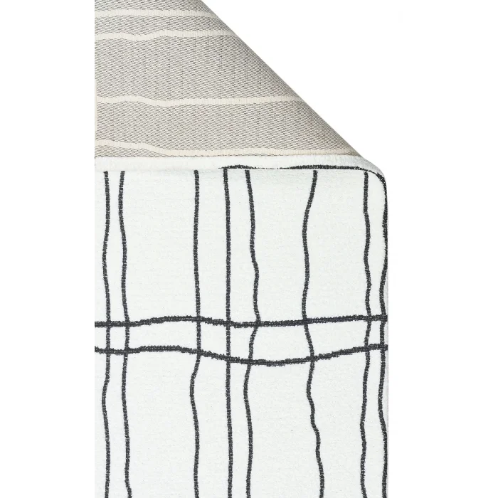 Nevada NVD 05 White Black Moroccon Tuşeli Hav Toz Vermez Kaymaz Tabanlı İnce Dokuma Modern Halı