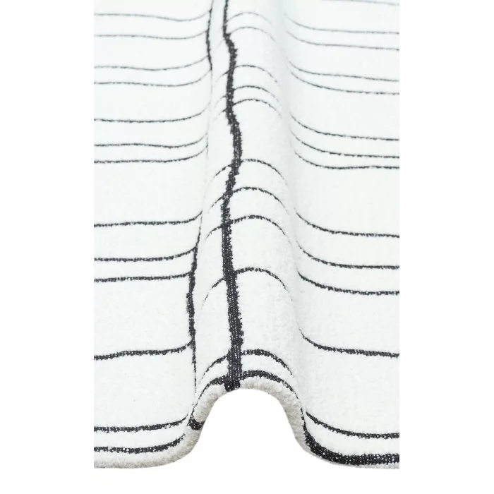 Nevada NVD 05 White Black Moroccon Tuşeli Hav Toz Vermez Kaymaz Tabanlı İnce Dokuma Modern Halı