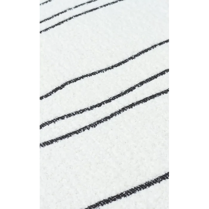 Nevada NVD 05 White Black Moroccon Tuşeli Hav Toz Vermez Kaymaz Tabanlı İnce Dokuma Modern Halı