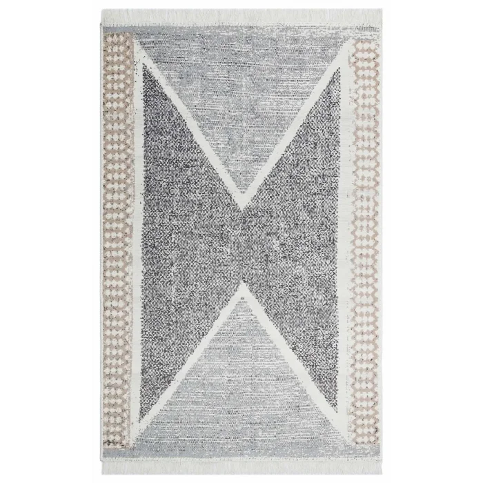 Arya Ar 02 Grey %100 Geri Dönüşümlü Pamuktan Çift Taraflı Yıkanabilir Modern Dekoratif Kilim