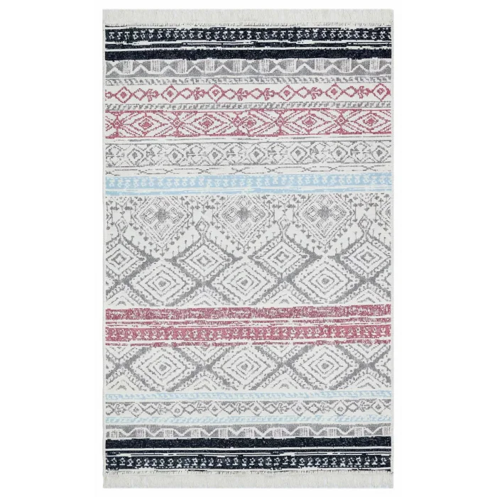 Arya Ar 04 Pink Aqua %100 Geri Dönüşümlü Pamuktan Çift Taraflı Yıkanabilir Modern Dekoratif Kilim