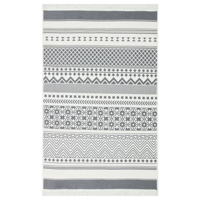 Arya Ar 07 Grey %100 Geri Dönüşümlü Pamuktan Çift Taraflı Yıkanabilir Modern Dekoratif Kilim