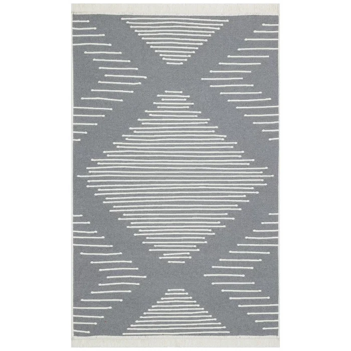 Arya Ar 15 Grey %100 Geri Dönüşümlü Pamuktan Çift Taraflı Yıkanabilir Modern Dekoratif Kilim