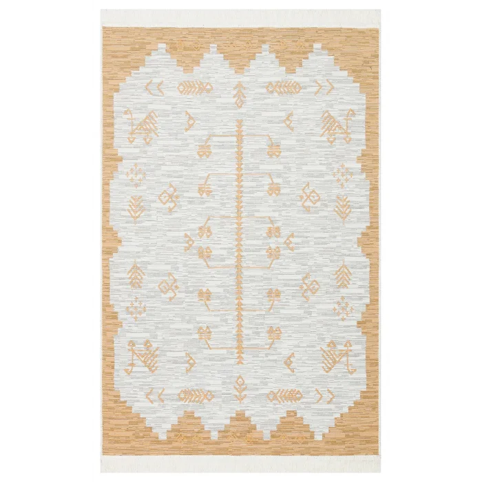 Arya Ar 23 Yellow %100 Geri Dönüşümlü Pamuktan Çift Taraflı Yıkanabilir Modern Dekoratif Kilim