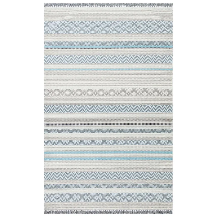 Aztec Az 01 Blue Antibakteriyel Hav Toz Vermez Yıkanabilir Kaymaz Modern İnce Dokuma Kilim