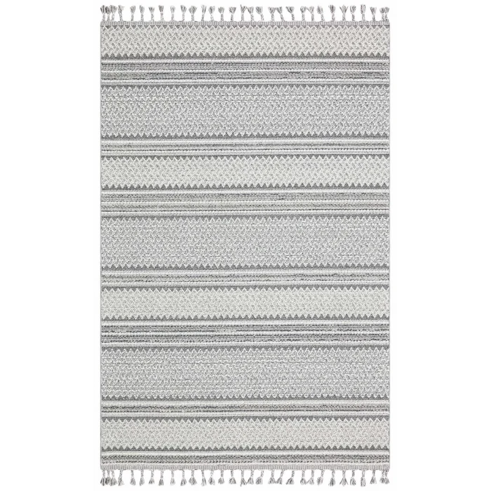 Soho Sh 05 Ivory Grey Hav Vermeyen Özel Ipler Ile Üretilen Etnik Örgü Desenlere Sahip Makine Halısı