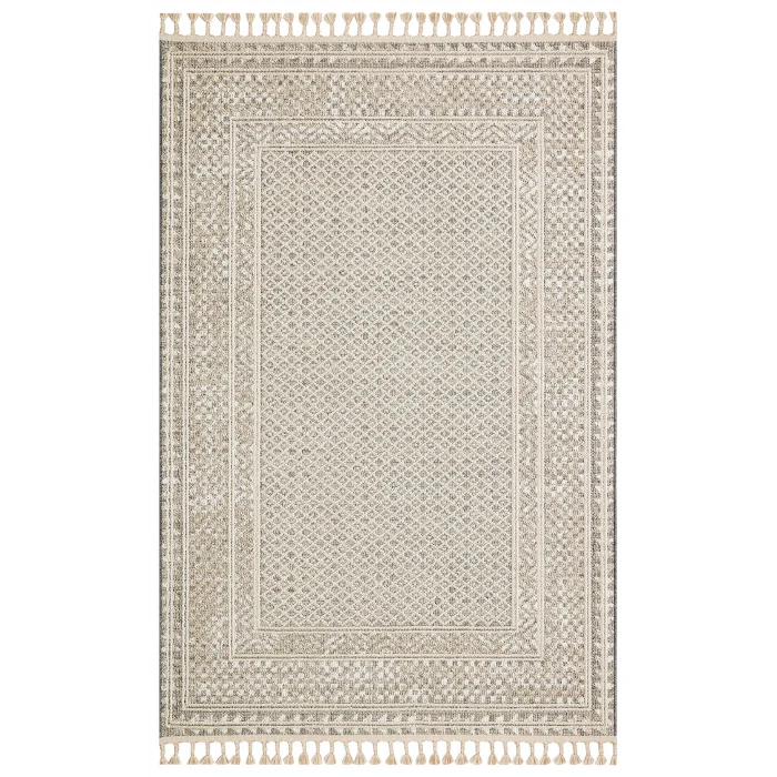 Soho Sh 15 Grey Beige Hav Vermeyen Özel Ipler Ile Üretilen Etnik Örgü Desenlere Sahip Makine Halısı