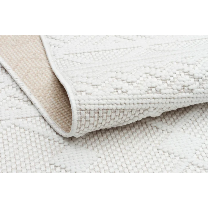 İnci 502 Beyaz Makinede Yıkanabilen Kaymaz Tabanlı İskandinav Desenli Makine Halısı