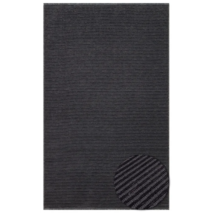 Ada Plain Grey Yüksek Alçak Dokulu Hav Toz Vermez Kolay Kullanımlı Yıkanabilir Kaymaz Kilim