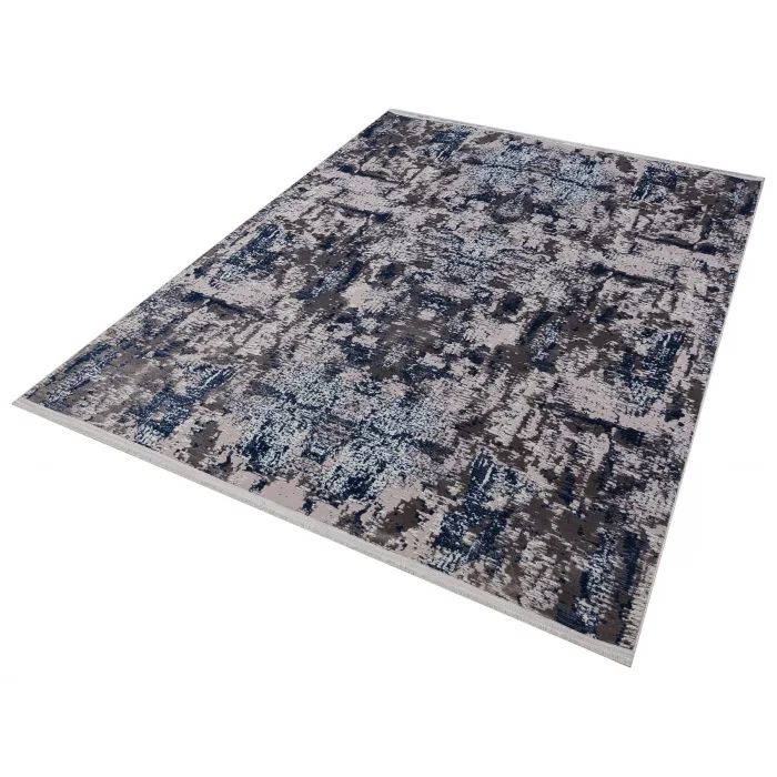 Allegro 1021 Mavi Dekoratif Modern Kaymaz Tabanlı Makine Halısı ✄