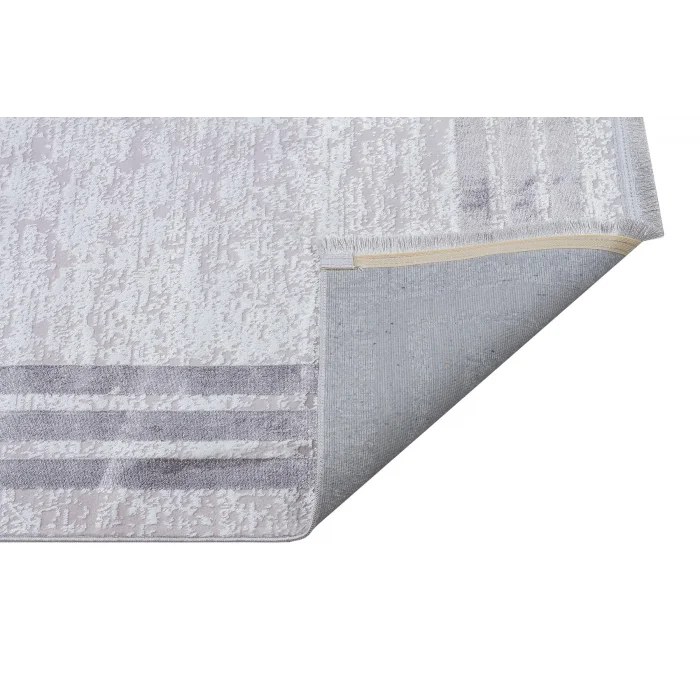 Allegro 2185 Açık Gri Dekoratif Modern Kaymaz Tabanlı Makine Halısı