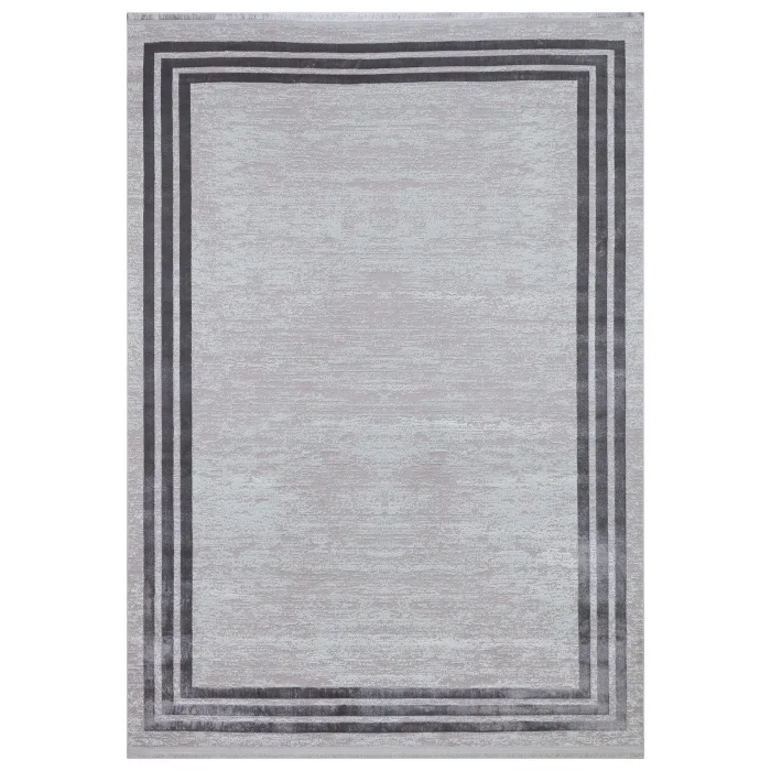 Allegro 2185 Açık Gri Dekoratif Modern Kaymaz Tabanlı Makine Halısı