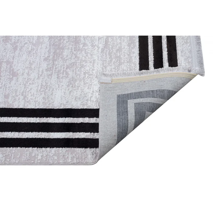 Allegro 2185 Siyah Dekoratif Modern Kaymaz Tabanlı Makine Halısı