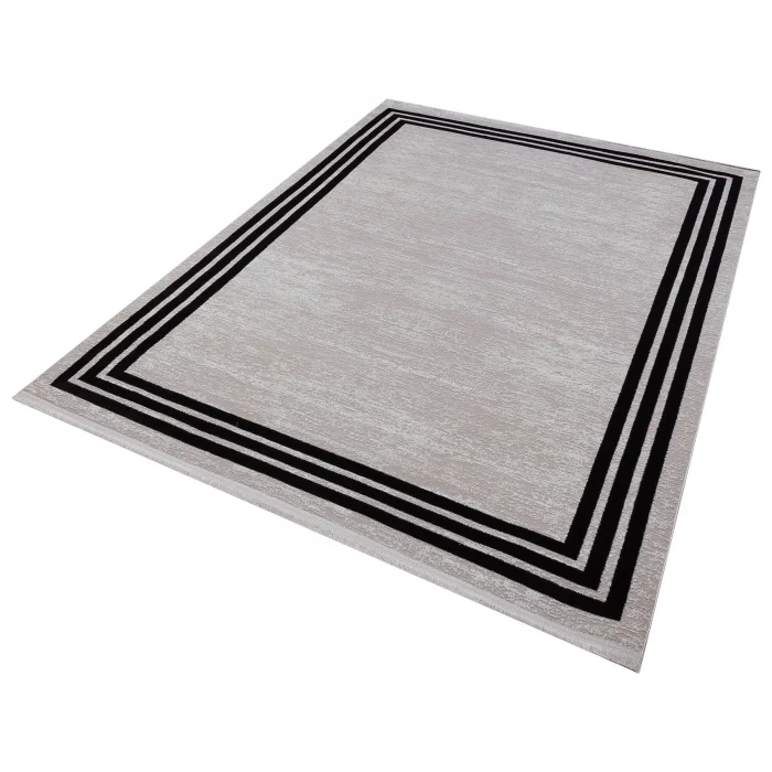 Allegro 2185 Siyah Dekoratif Modern Kaymaz Tabanlı Makine Halısı