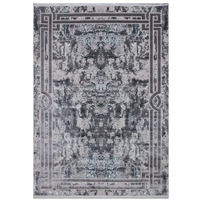 Allegro A1023 Gri Dekoratif Modern Kaymaz Tabanlı Makine Halısı