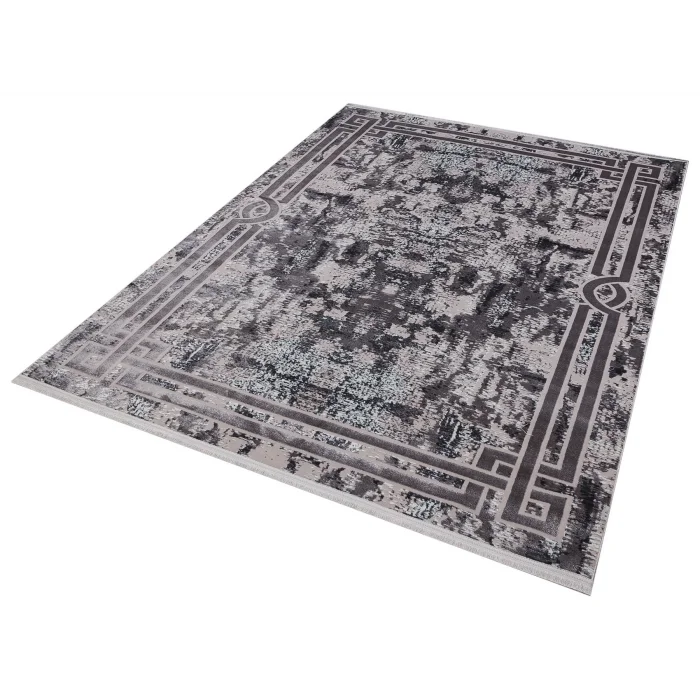 Allegro A1023 Gri Dekoratif Modern Kaymaz Tabanlı Makine Halısı
