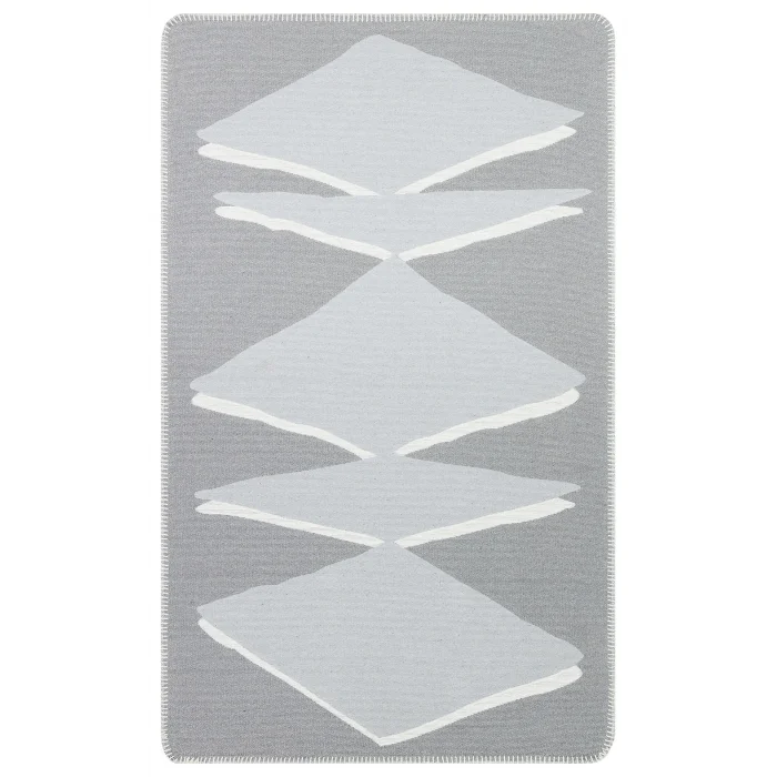 Arya Neo Arn 09 Grey White Yıkanabilir Kaymaz Tabanlı Modern Pamuk Kilim