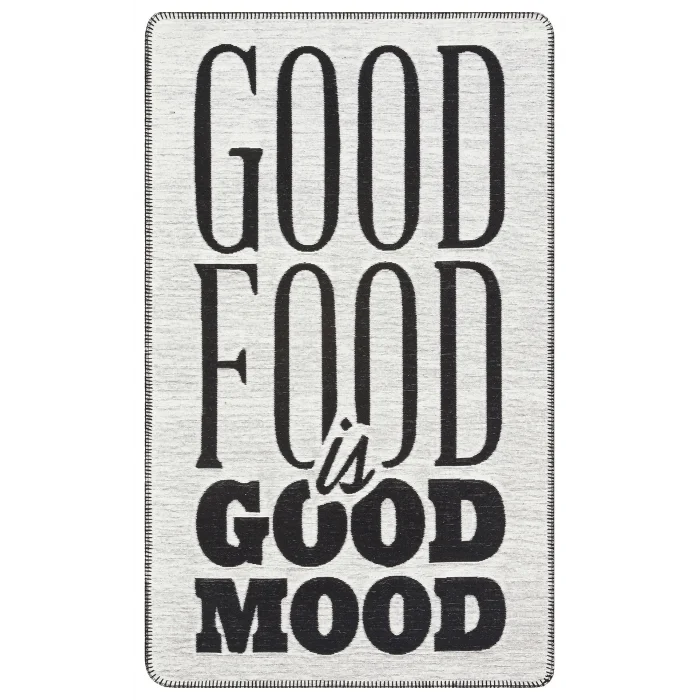 Arya Neo Arn 01 White Black Yıkanabilir Kaymaz Tabanlı Modern Pamuk Kilim