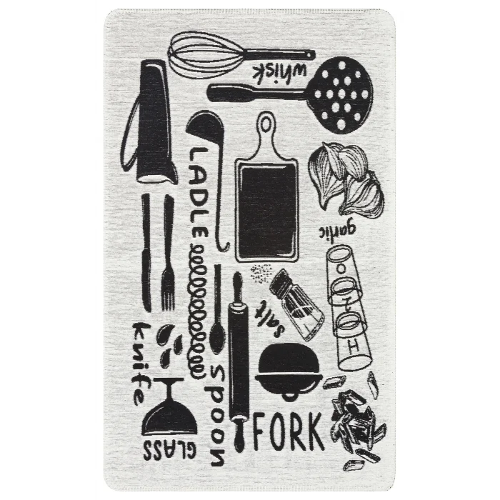 Arya Neo Arn 11 White Black Yıkanabilir Kaymaz Tabanlı Modern Pamuk Kilim