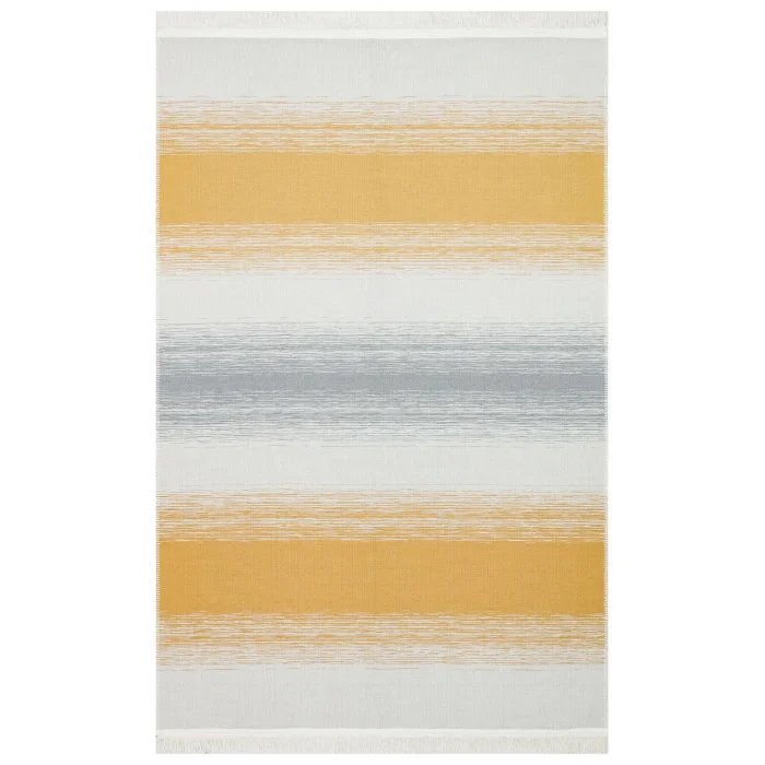 Arya Craft ARC 03 Grey Yellow Hav Toz Vermez Yıkanabilir Modern Desenli Dokuma Kilim