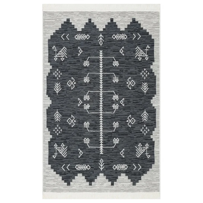 Arya Ar 23 Grey %100 Geri Dönüşümlü Pamuktan Çift Taraflı Yıkanabilir Modern Dekoratif Kilim