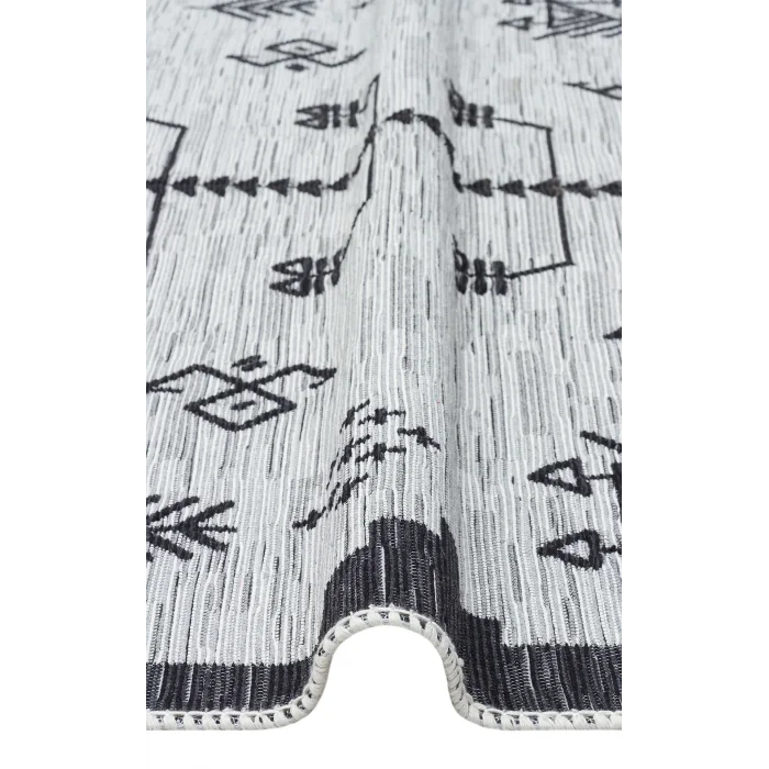 Arya Ar 23 Grey %100 Geri Dönüşümlü Pamuktan Çift Taraflı Yıkanabilir Modern Dekoratif Kilim