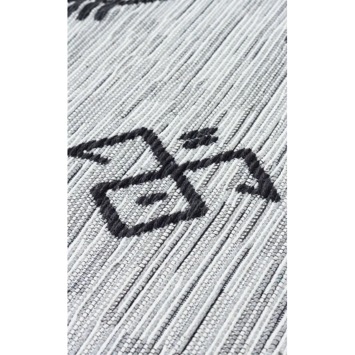 Arya Ar 23 Grey %100 Geri Dönüşümlü Pamuktan Çift Taraflı Yıkanabilir Modern Dekoratif Kilim