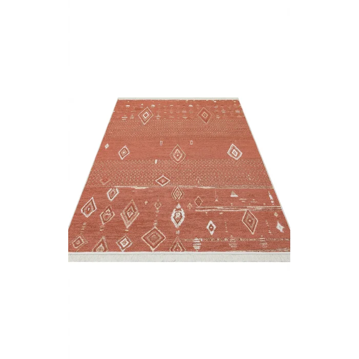 Arya Ar 37 Terra %100 Geri Dönüşümlü Pamuktan Çift Taraflı Yıkanabilir Modern Dekoratif Kilim