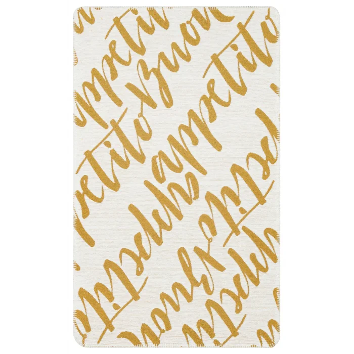 Arya Neo Arn 02 White Yellow Yıkanabilir Kaymaz Tabanlı Modern Pamuk Kilim