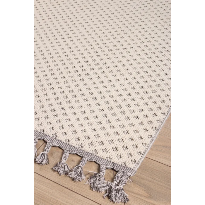 Astra 28047A Beyaz Bukle Tekniğiyle Üretilmiş Modern Makine Halısı